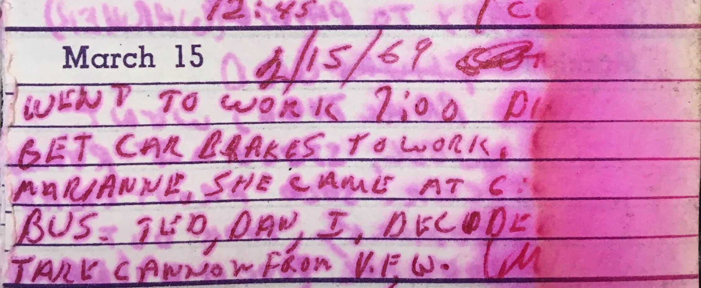 Diary Saturday March 15