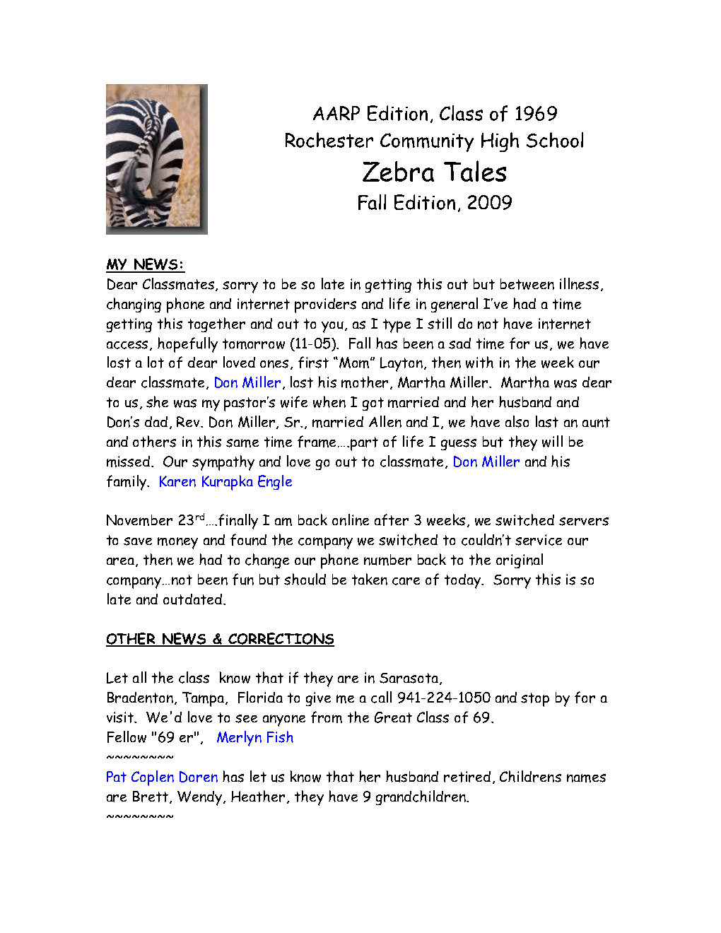 2009 Fall Newsletter Page1